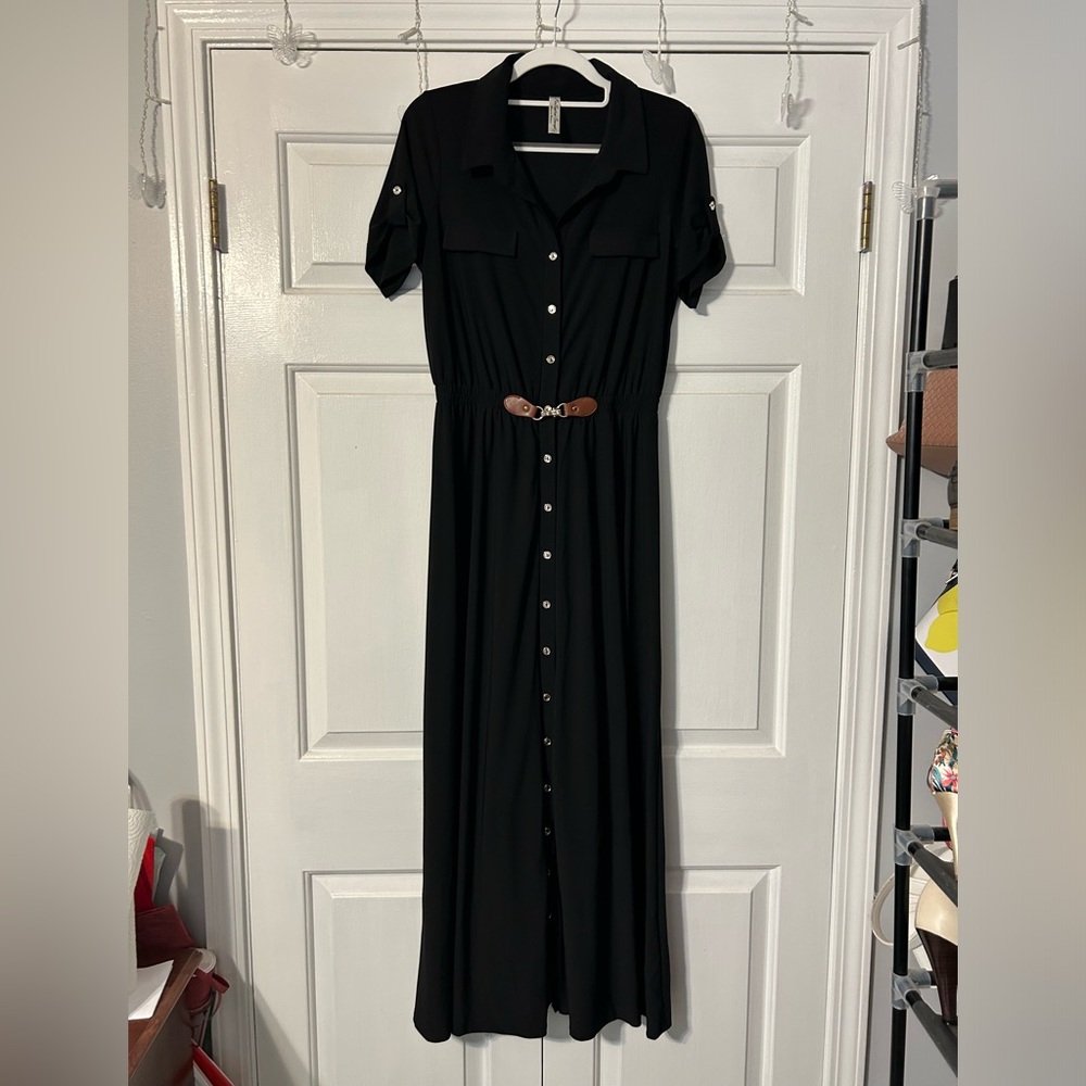 Black Maxi Dress W/ Stretchy, Slinky Material.